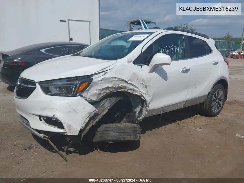 2021 Buick Encore Awd Preferred VIN: KL4CJESBXMB316239 Lot: 40208747