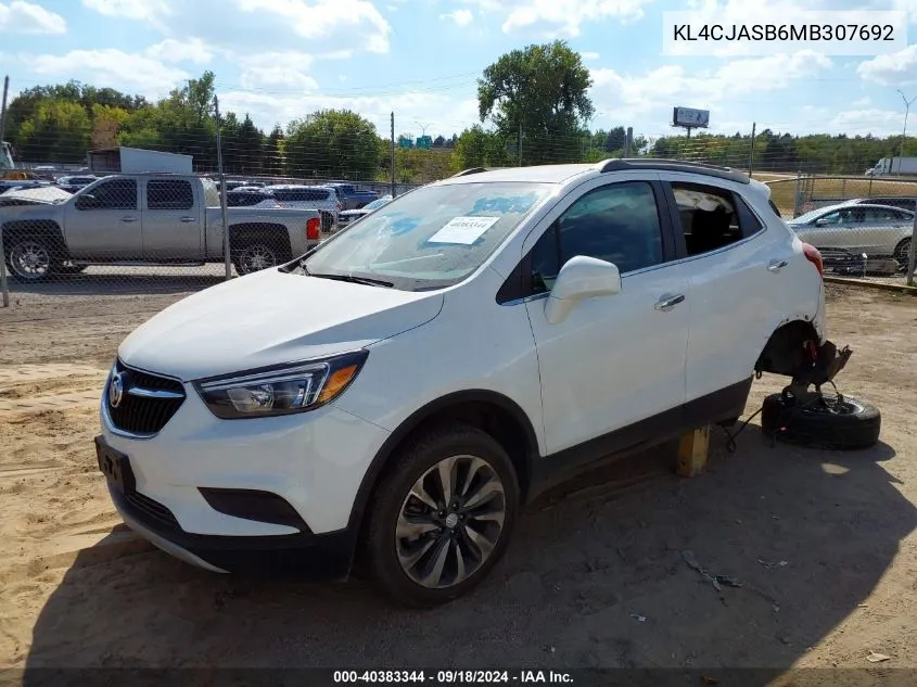 2021 Buick Encore Fwd Preferred VIN: KL4CJASB6MB307692 Lot: 40383344