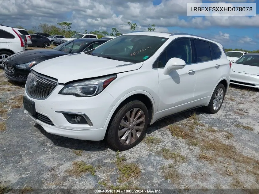 2017 Buick Envision Premium Ii VIN: LRBFXFSXXHD078078 Lot: 40518194