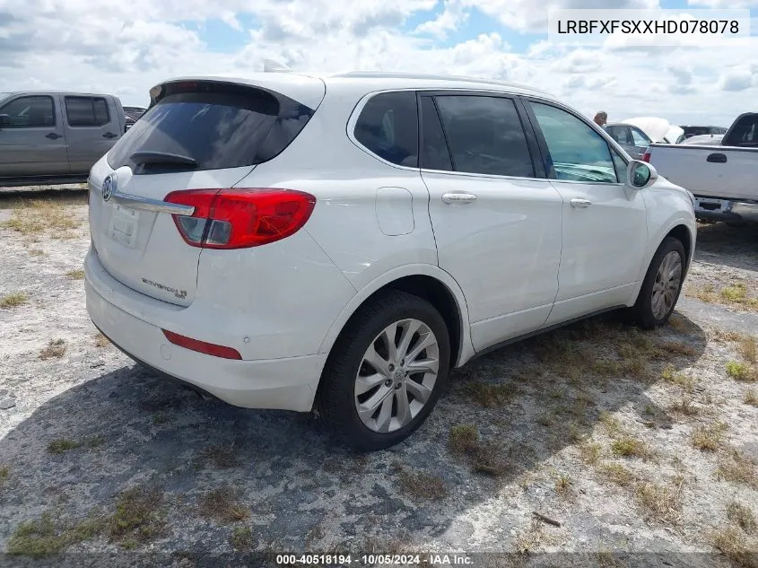 2017 Buick Envision Premium Ii VIN: LRBFXFSXXHD078078 Lot: 40518194