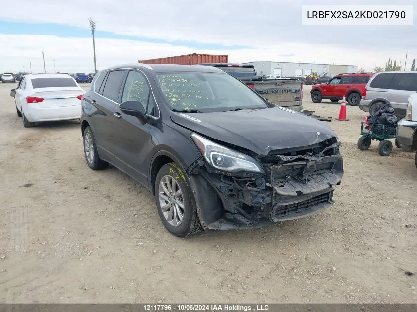 2019 Buick Envision VIN: LRBFX2SA2KD021790 Lot: 12117796