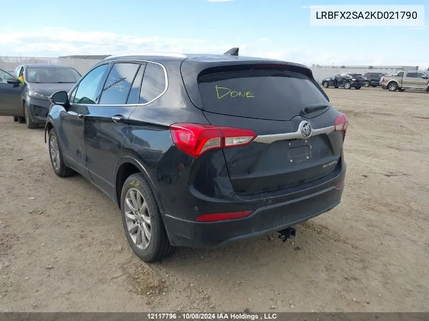 2019 Buick Envision VIN: LRBFX2SA2KD021790 Lot: 12117796