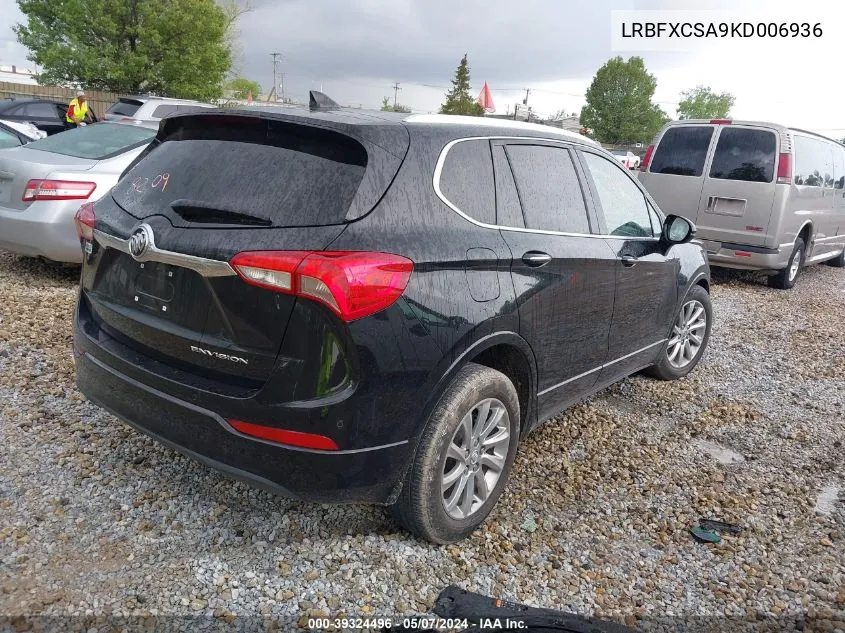 2019 Buick Envision Fwd Essence VIN: LRBFXCSA9KD006936 Lot: 39324496