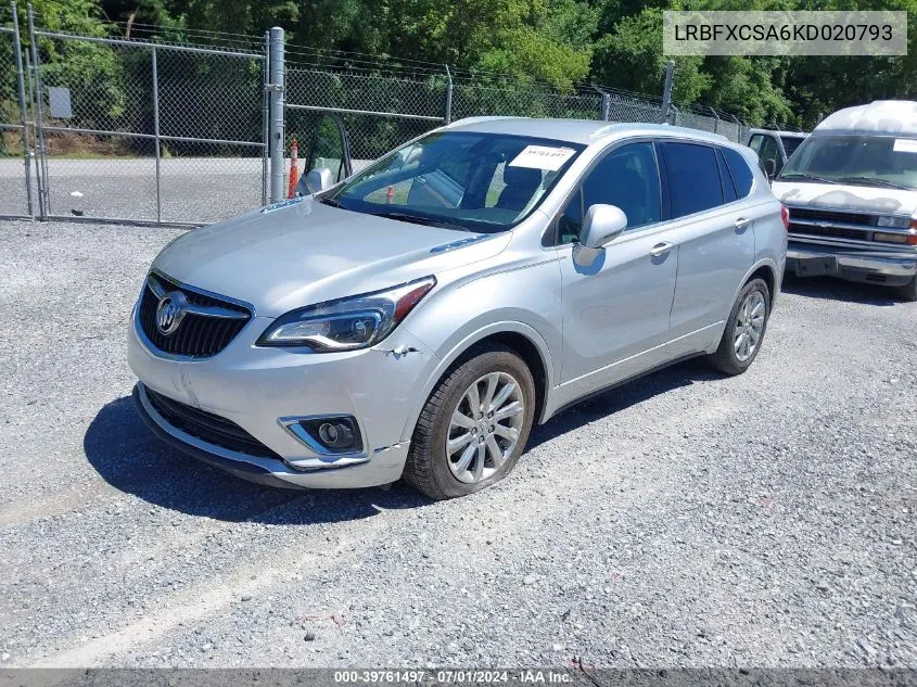 2019 Buick Envision Fwd Essence VIN: LRBFXCSA6KD020793 Lot: 39761497