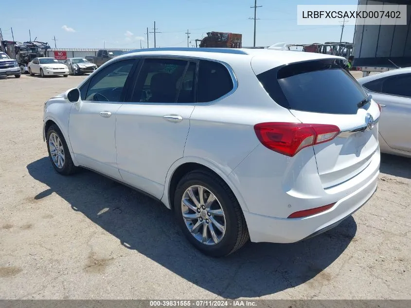 2019 Buick Envision Fwd Essence VIN: LRBFXCSAXKD007402 Lot: 39831555