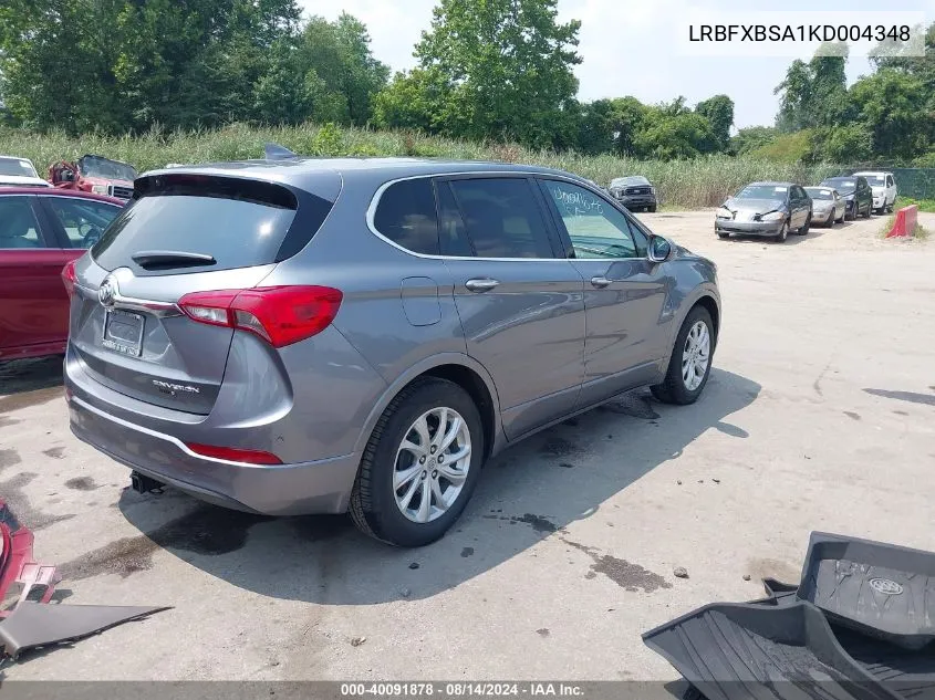 2019 Buick Envision Fwd Preferred VIN: LRBFXBSA1KD004348 Lot: 40091878