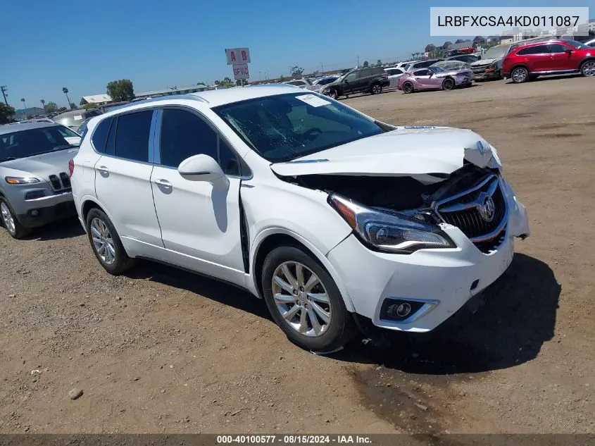 2019 Buick Envision Fwd Essence VIN: LRBFXCSA4KD011087 Lot: 40100577