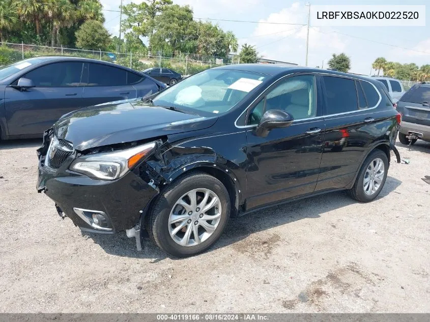 2019 Buick Envision Fwd Preferred VIN: LRBFXBSA0KD022520 Lot: 40119166