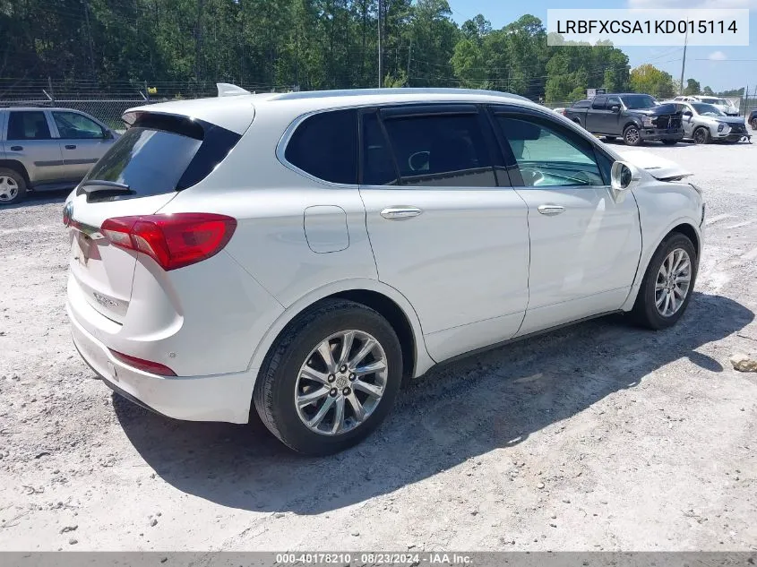 2019 Buick Envision Fwd Essence VIN: LRBFXCSA1KD015114 Lot: 40178210