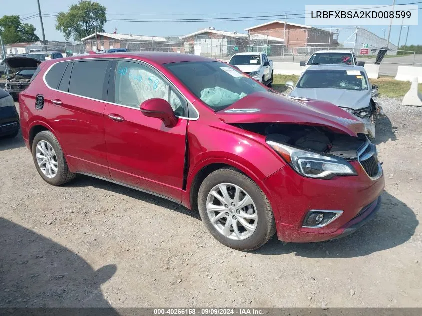 2019 Buick Envision Fwd Preferred VIN: LRBFXBSA2KD008599 Lot: 40266158