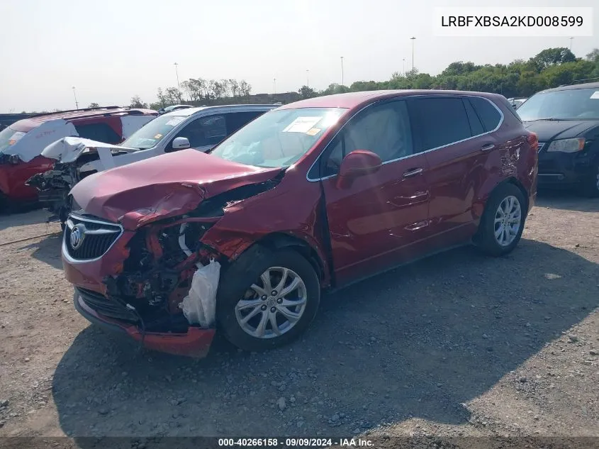 2019 Buick Envision Fwd Preferred VIN: LRBFXBSA2KD008599 Lot: 40266158