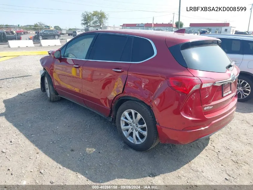 2019 Buick Envision Fwd Preferred VIN: LRBFXBSA2KD008599 Lot: 40266158