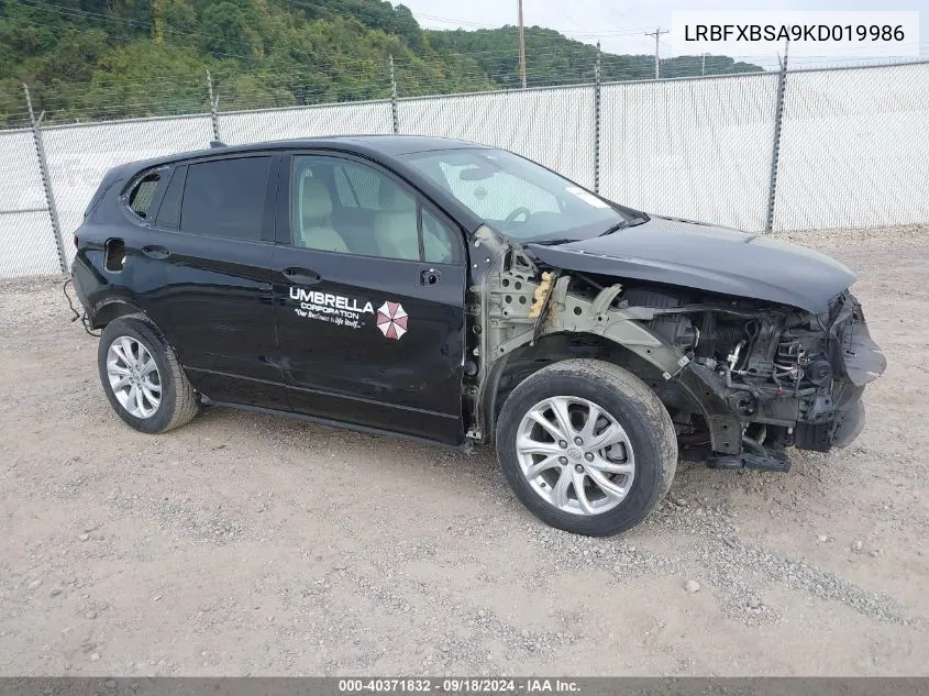 2019 Buick Envision Preferred VIN: LRBFXBSA9KD019986 Lot: 40371832