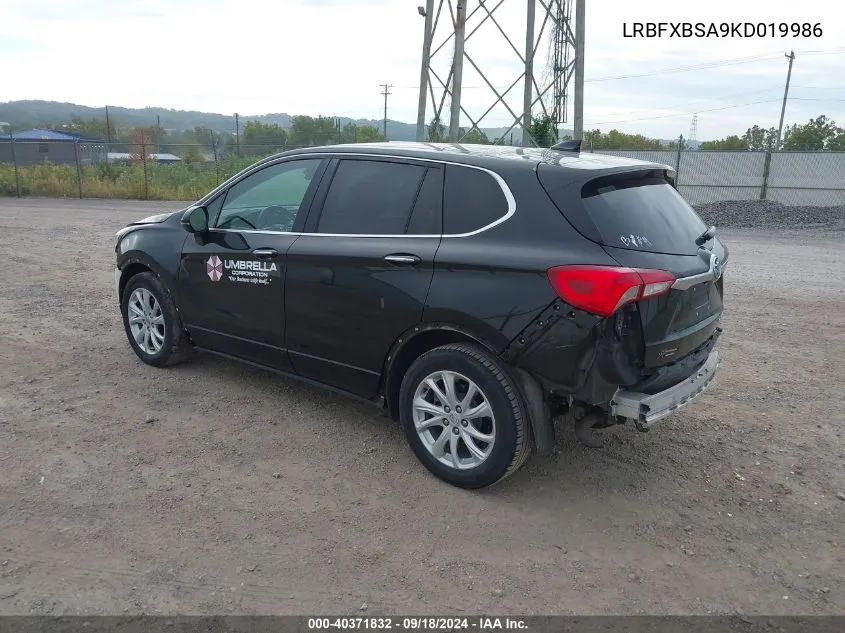 2019 Buick Envision Preferred VIN: LRBFXBSA9KD019986 Lot: 40371832