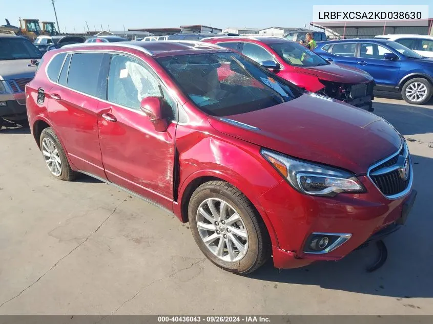 2019 Buick Envision Essence VIN: LRBFXCSA2KD038630 Lot: 40436043