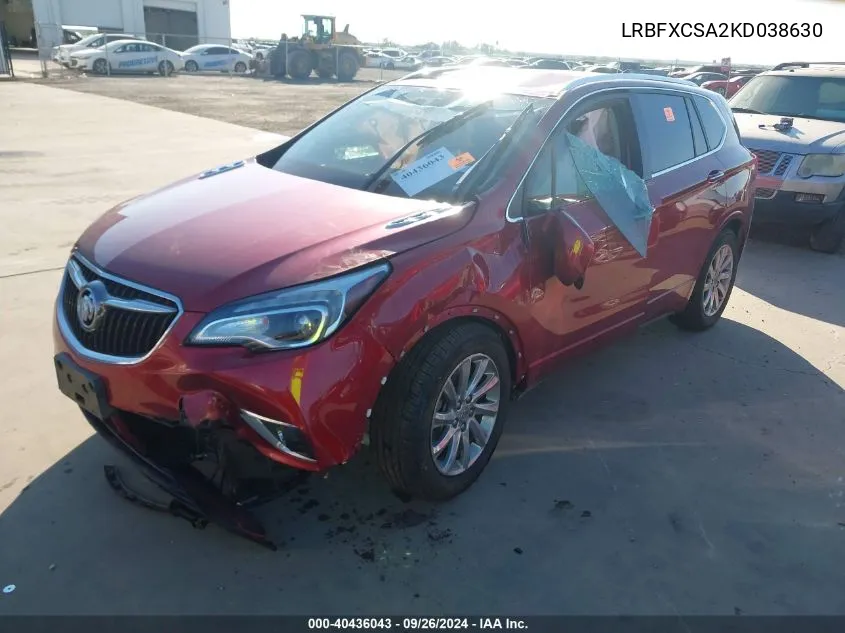 2019 Buick Envision Essence VIN: LRBFXCSA2KD038630 Lot: 40436043