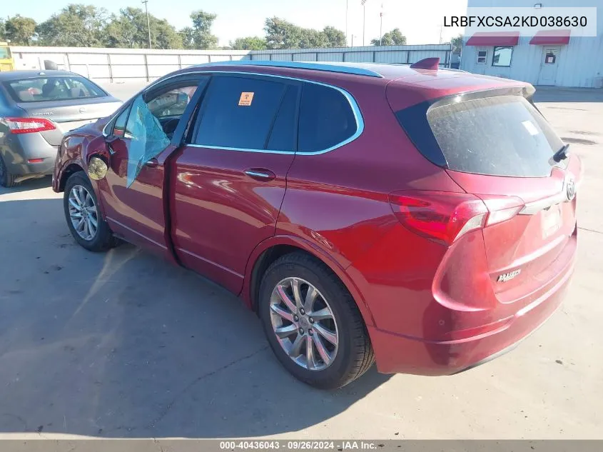 2019 Buick Envision Essence VIN: LRBFXCSA2KD038630 Lot: 40436043