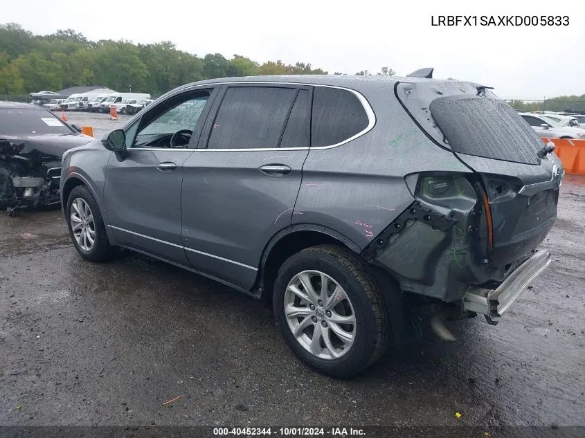 2019 Buick Envision Preferred VIN: LRBFX1SAXKD005833 Lot: 40452344