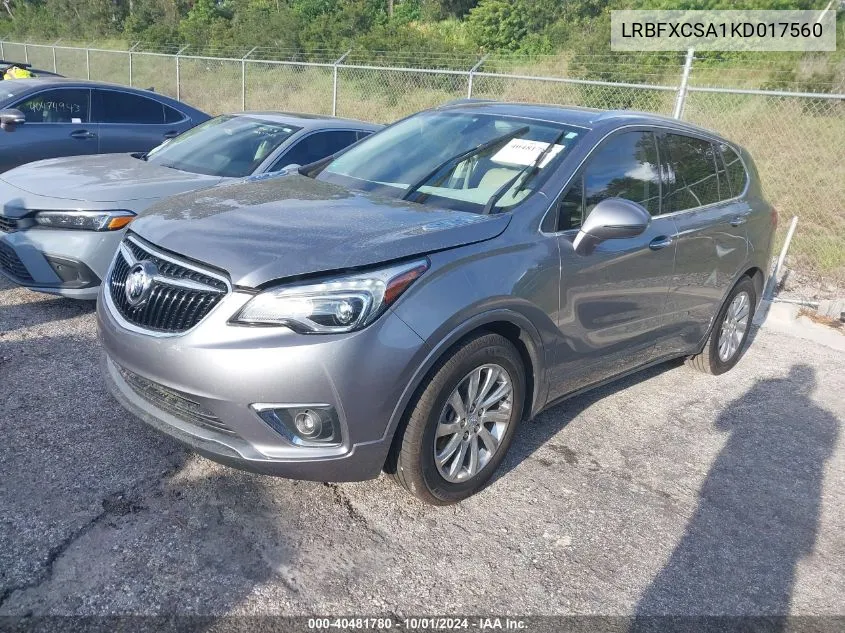 2019 Buick Envision Essence VIN: LRBFXCSA1KD017560 Lot: 40481780