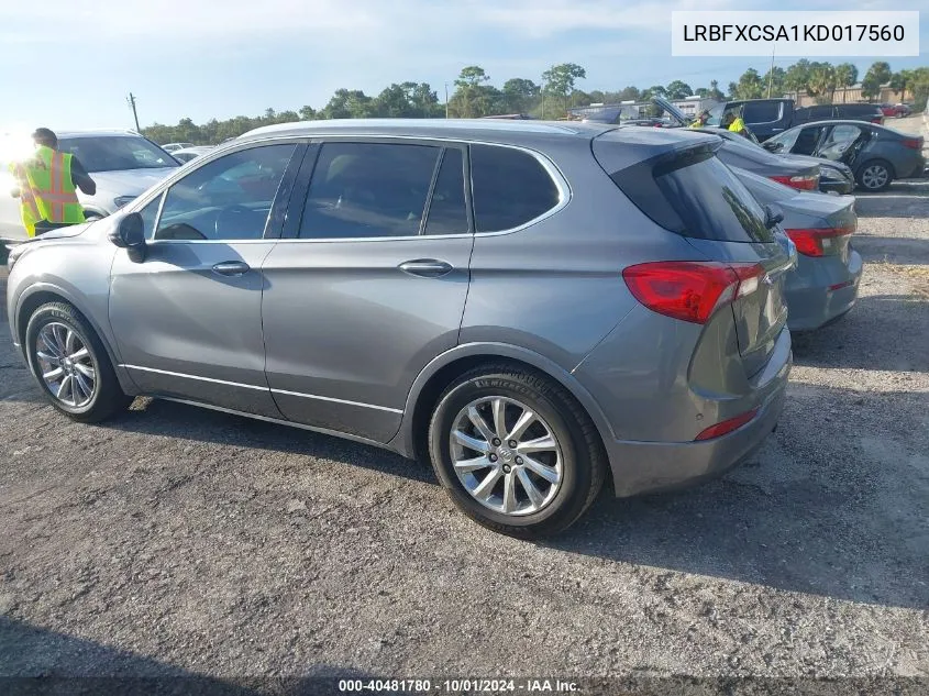 2019 Buick Envision Essence VIN: LRBFXCSA1KD017560 Lot: 40481780