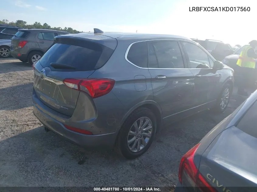 2019 Buick Envision Essence VIN: LRBFXCSA1KD017560 Lot: 40481780