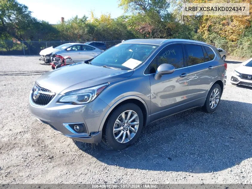 2019 Buick Envision Fwd Essence VIN: LRBFXCSA3KD024347 Lot: 40610798