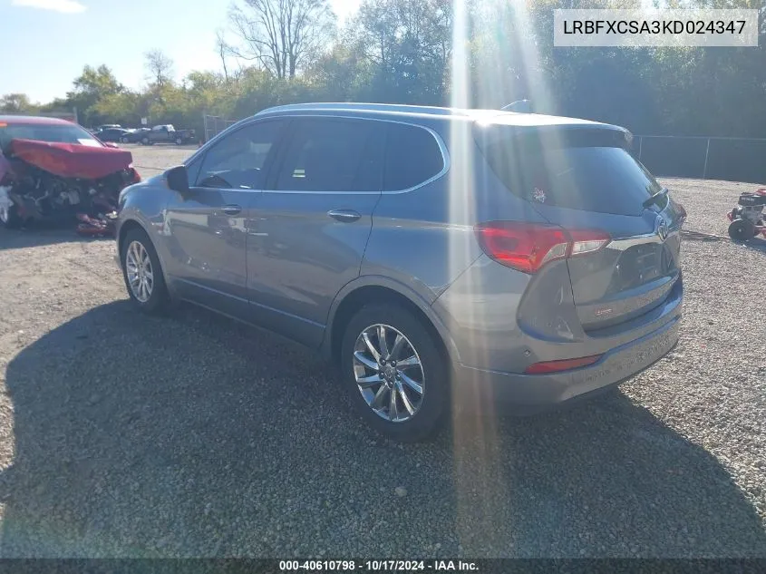 2019 Buick Envision Fwd Essence VIN: LRBFXCSA3KD024347 Lot: 40610798