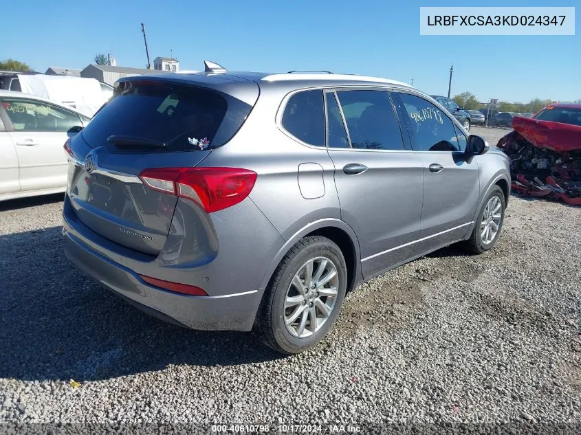 2019 Buick Envision Fwd Essence VIN: LRBFXCSA3KD024347 Lot: 40610798