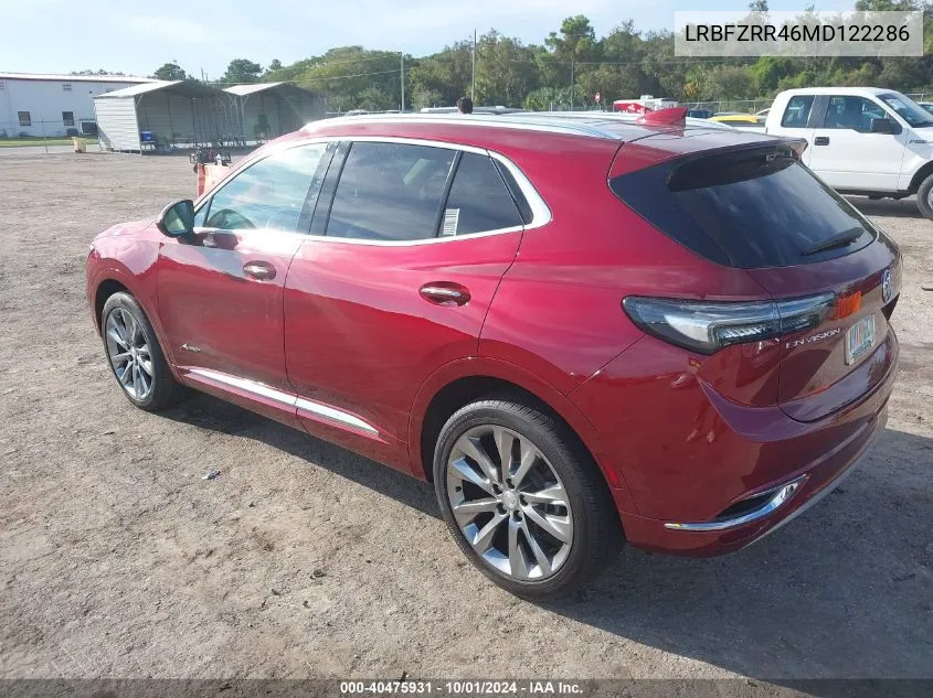 2021 Buick Envision Fwd Avenir VIN: LRBFZRR46MD122286 Lot: 40475931