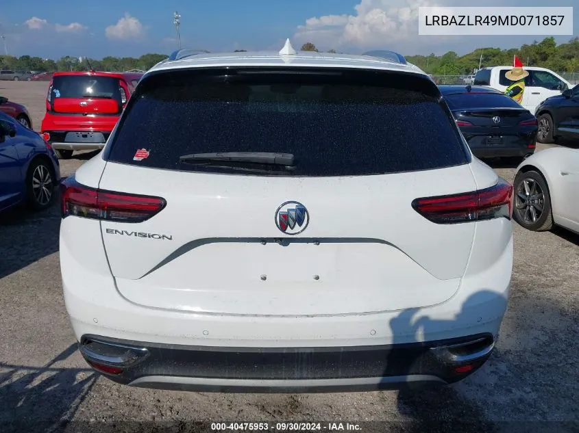 2021 Buick Envision Preferred VIN: LRBAZLR49MD071857 Lot: 40475953