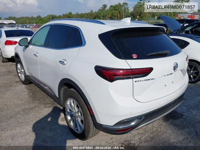 2021 Buick Envision Preferred VIN: LRBAZLR49MD071857 Lot: 40475953