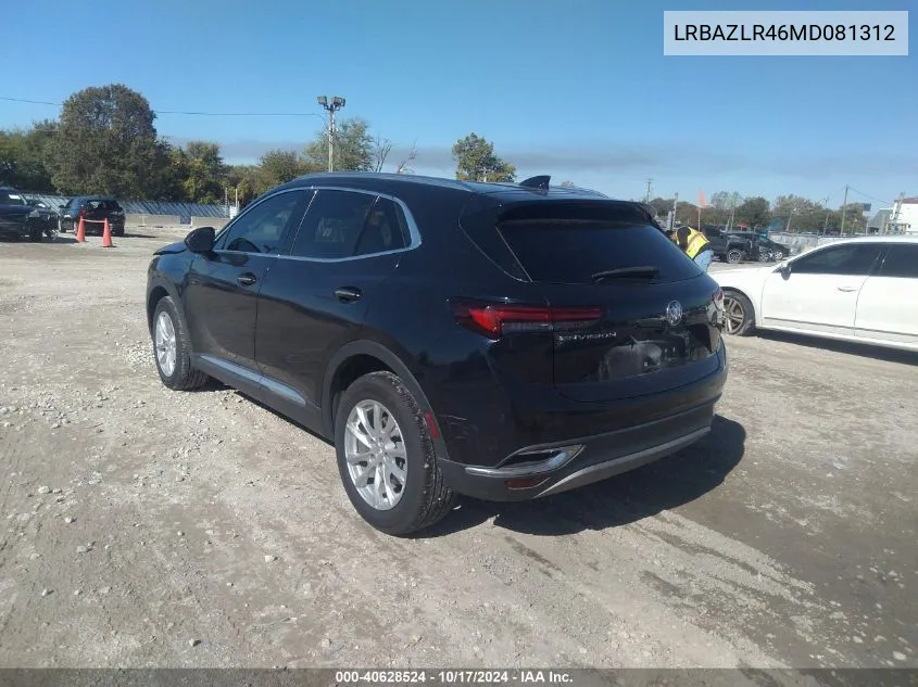 2021 Buick Envision Fwd Preferred VIN: LRBAZLR46MD081312 Lot: 40628524