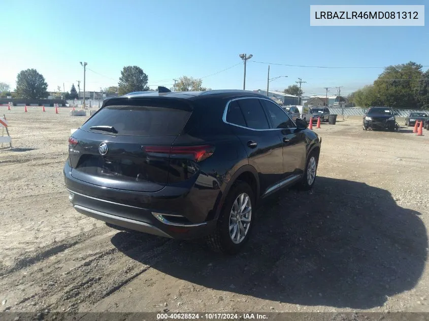 2021 Buick Envision Fwd Preferred VIN: LRBAZLR46MD081312 Lot: 40628524