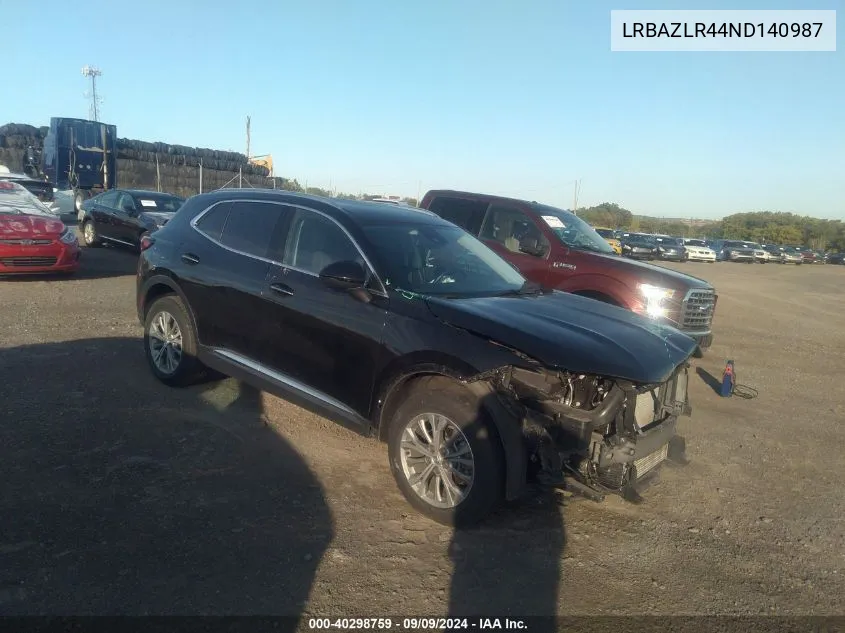 2022 Buick Envision Fwd Preferred VIN: LRBAZLR44ND140987 Lot: 40298759