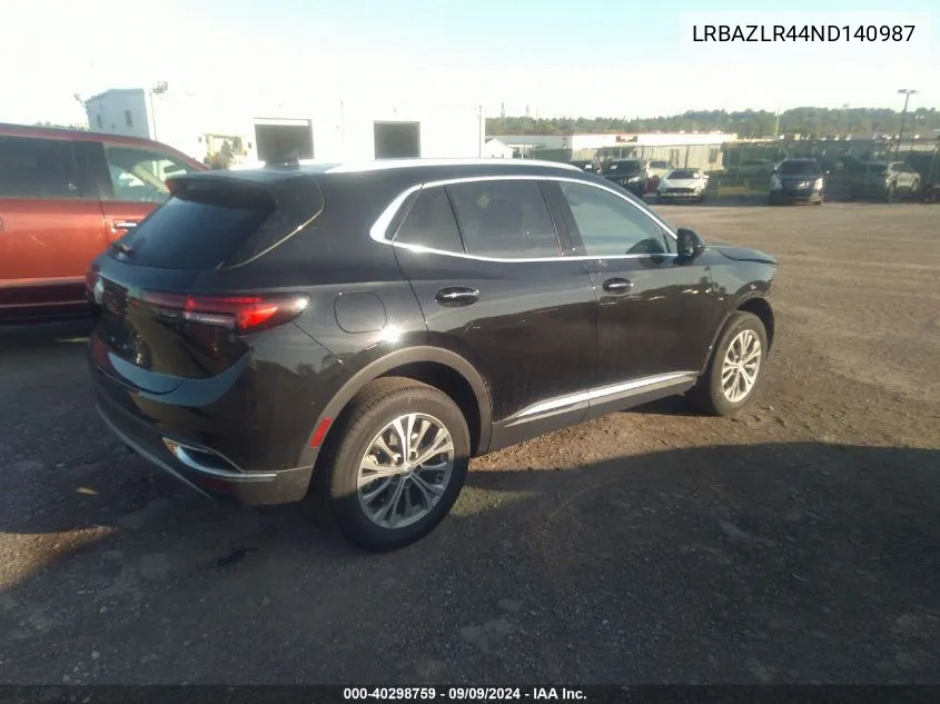 2022 Buick Envision Fwd Preferred VIN: LRBAZLR44ND140987 Lot: 40298759