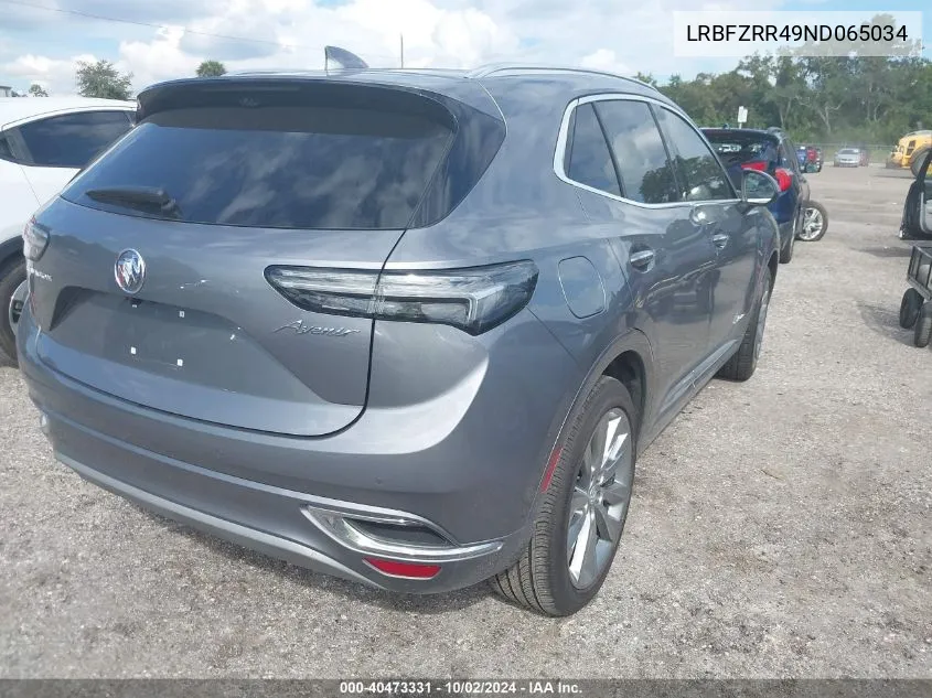 2022 Buick Envision Fwd Avenir VIN: LRBFZRR49ND065034 Lot: 40473331