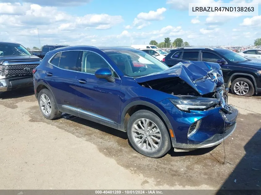 2022 Buick Envision Fwd Preferred VIN: LRBAZLR47ND138263 Lot: 40481289