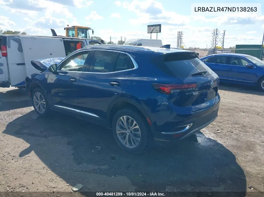 2022 Buick Envision Fwd Preferred VIN: LRBAZLR47ND138263 Lot: 40481289