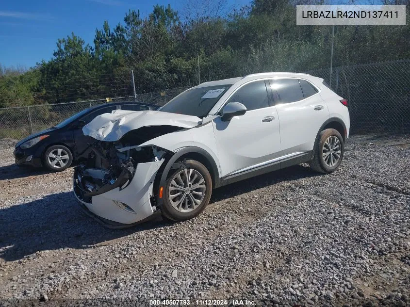 2022 Buick Envision Fwd Preferred VIN: LRBAZLR42ND137411 Lot: 40507793