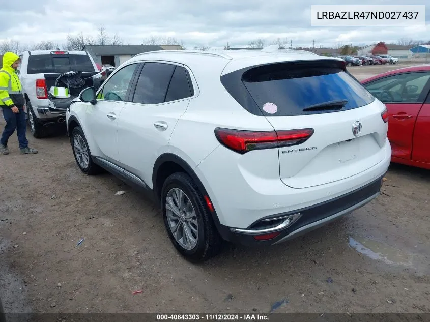 2022 Buick Envision Fwd Preferred VIN: LRBAZLR47ND027437 Lot: 40843303