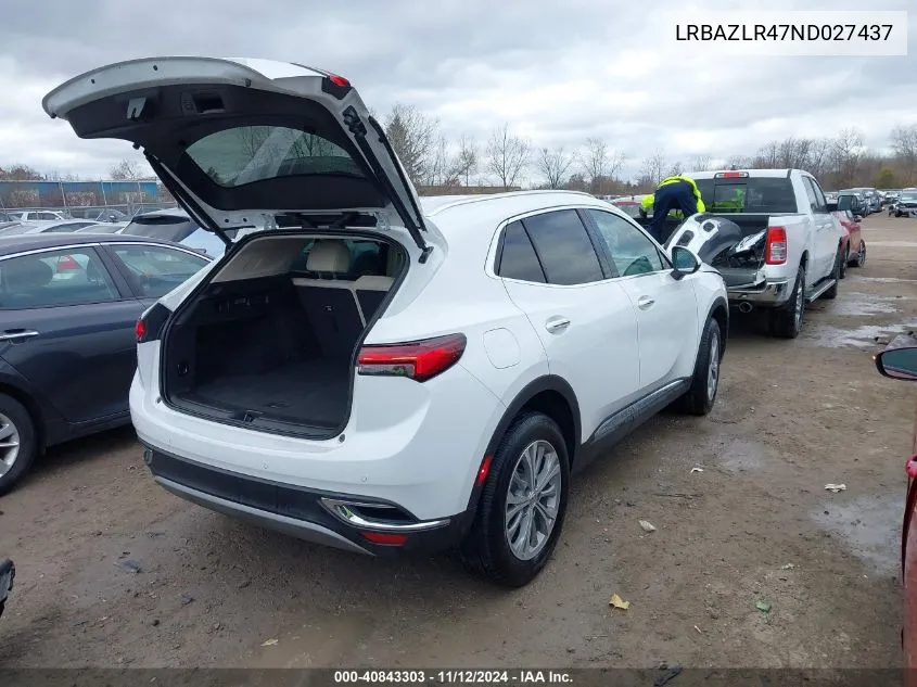 2022 Buick Envision Fwd Preferred VIN: LRBAZLR47ND027437 Lot: 40843303