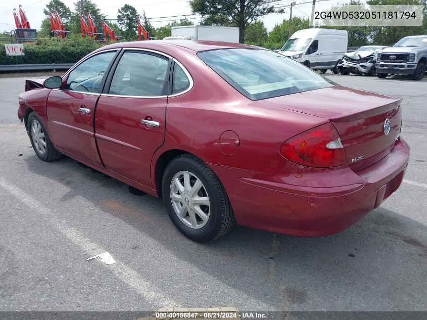 2005 Buick Lacrosse Cxl VIN: 2G4WD532051181794 Lot: 40156847