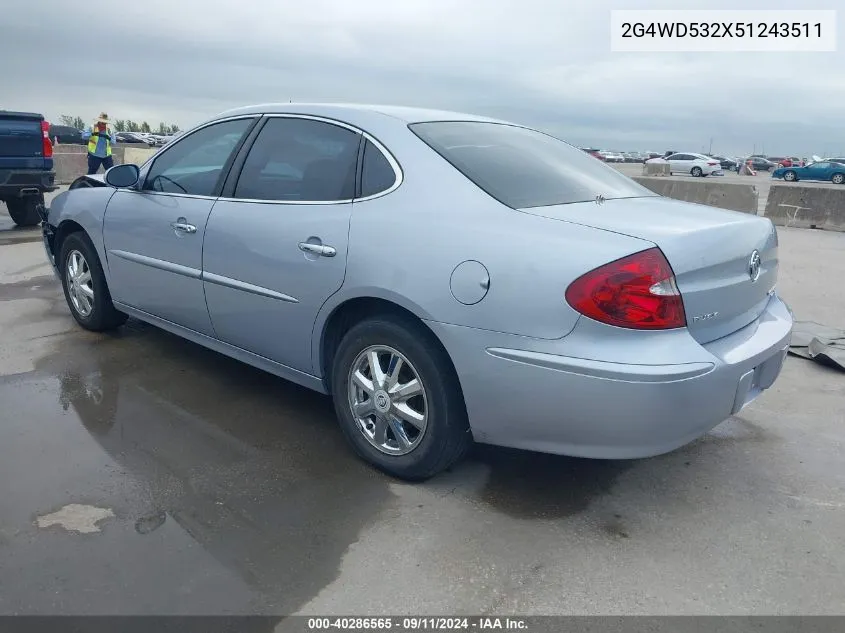 2005 Buick Lacrosse Cxl VIN: 2G4WD532X51243511 Lot: 40286565