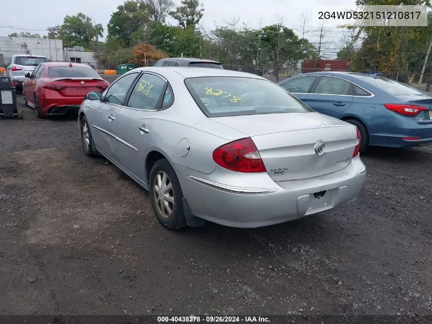 2005 Buick Lacrosse Cxl VIN: 2G4WD532151210817 Lot: 40438278