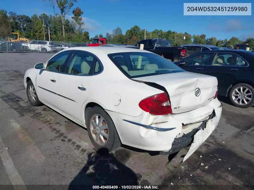 2005 Buick Lacrosse Cxl VIN: 2G4WD532451259980 Lot: 40485409