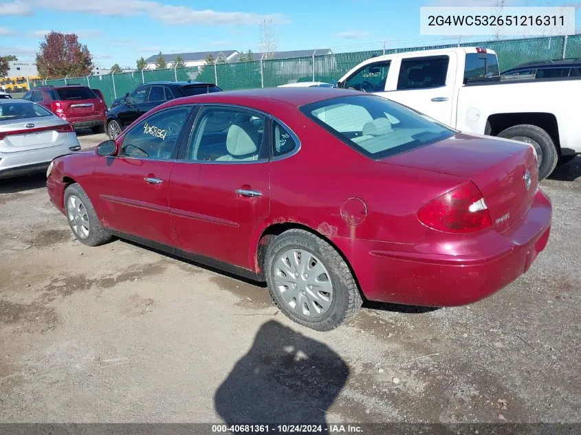 2005 Buick Lacrosse Cx VIN: 2G4WC532651216311 Lot: 40681361