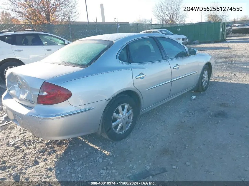 2005 Buick Lacrosse Cxl VIN: 2G4WD562551274550 Lot: 40810974