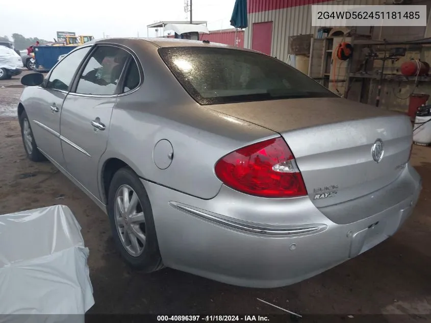 2005 Buick Lacrosse Cxl VIN: 2G4WD562451181485 Lot: 40896397