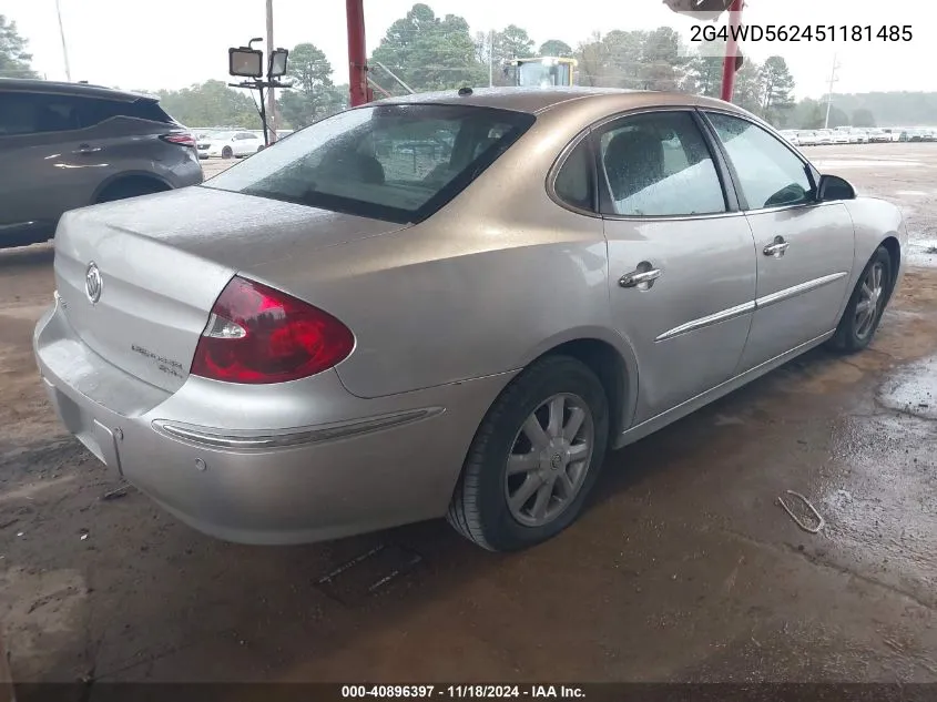 2005 Buick Lacrosse Cxl VIN: 2G4WD562451181485 Lot: 40896397