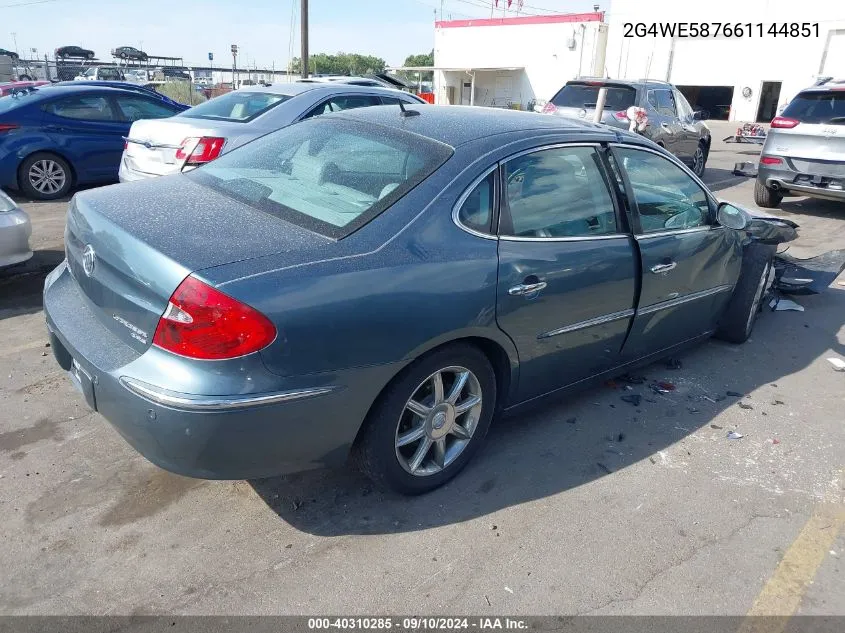 2006 Buick Lacrosse Cxs VIN: 2G4WE587661144851 Lot: 40310285